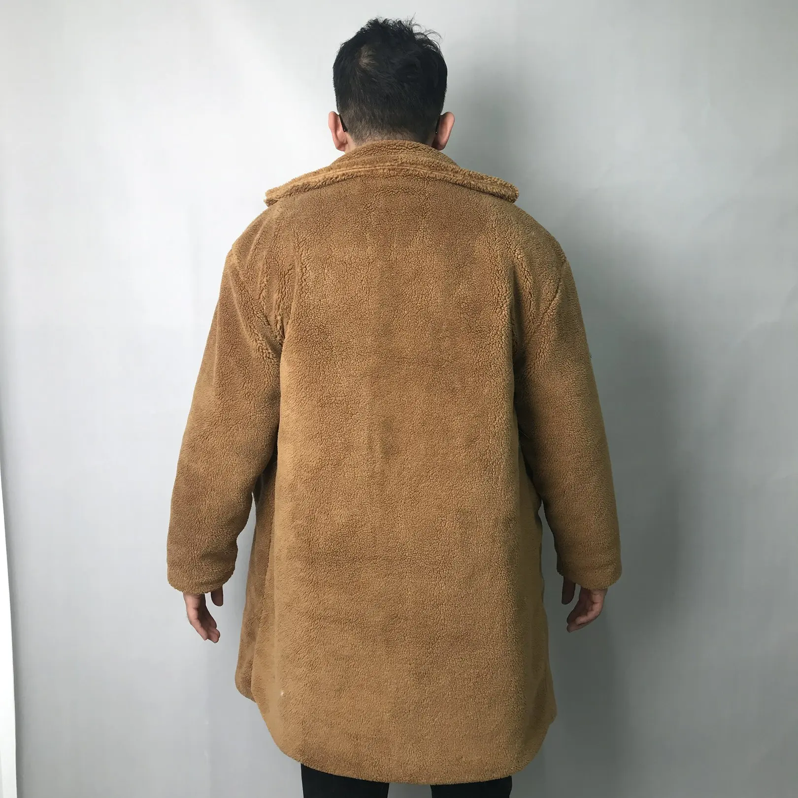 Custom oversized Alpaca Wool Coat fleece lapel Winter Fur Jacket Genuine Teddy long Coats men