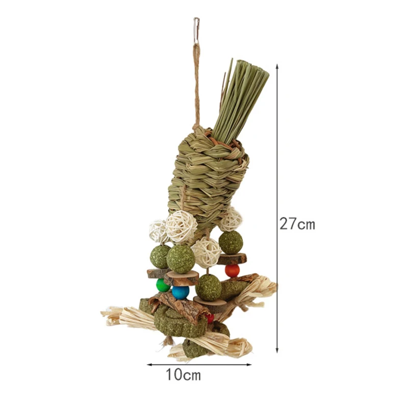 Low-Fat Treats 100%Nature Rabbits Woven Grass Hanging ball chew Toys Treats Teething Play Ball hamster Guinea Pig toy molar