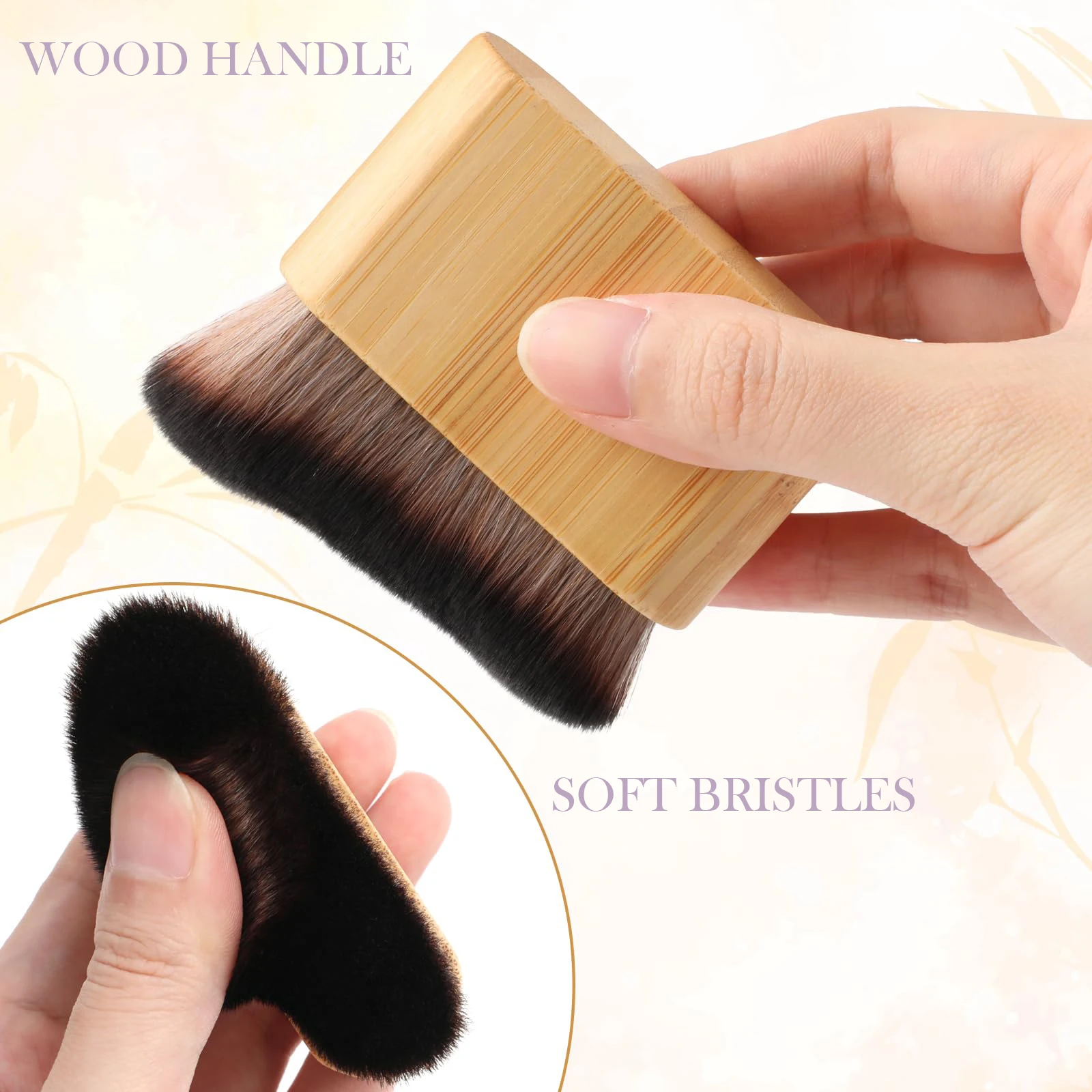 Self Tanner kabuki Brush Wood Color Tanning Brush,Liquid Foundation Skin Care Lotion Application for Face and Body Daily Travel