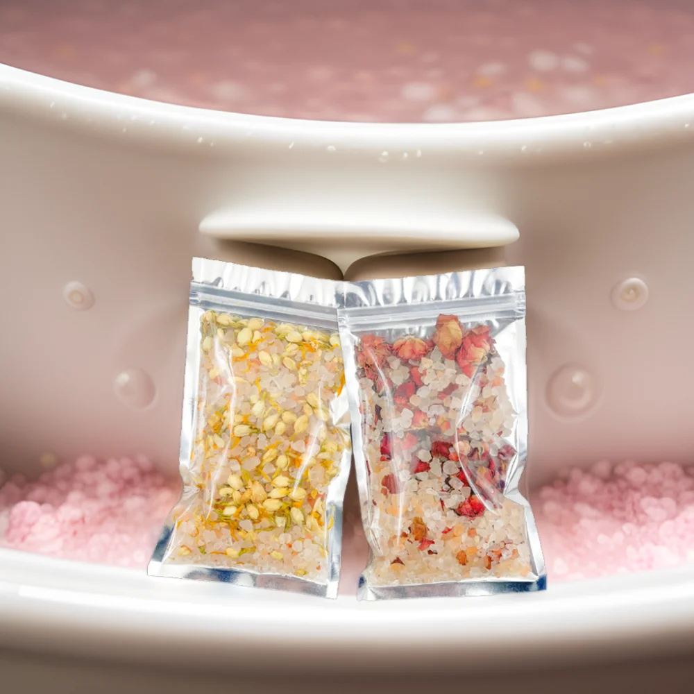 OED Private Label Luxury Packaging Bath Soaking  Pink Salt Natural Organic Himalayan Bath Salts With Flowers