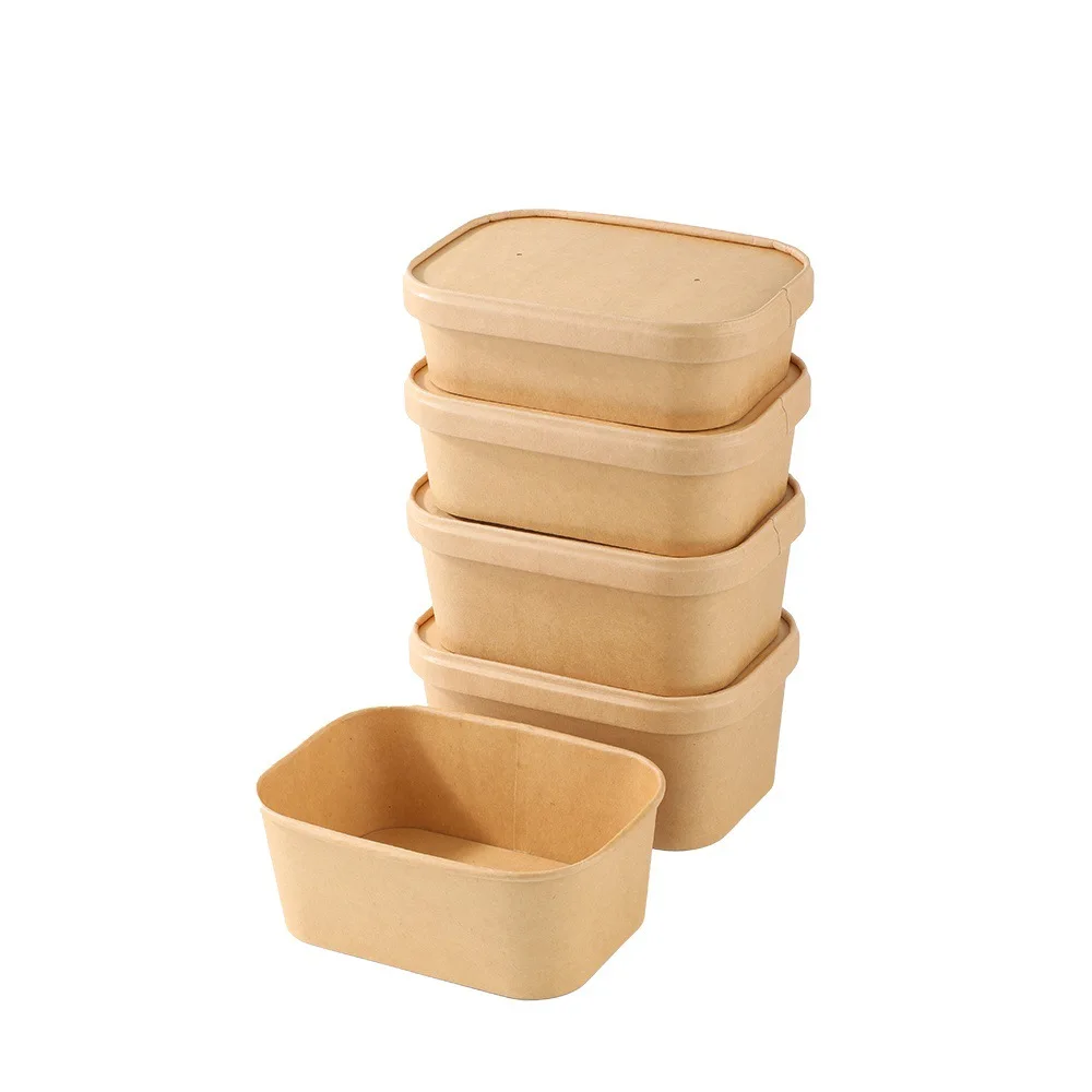 Disposable Kraft Paper Bowls Mini Natural Square Kitchen Packings Food Safe and Eco-Friendly
