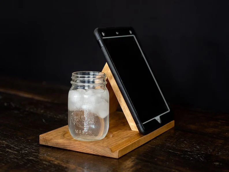 Wood Triangle Night Stand Book Holder Personalized Rest with Drink