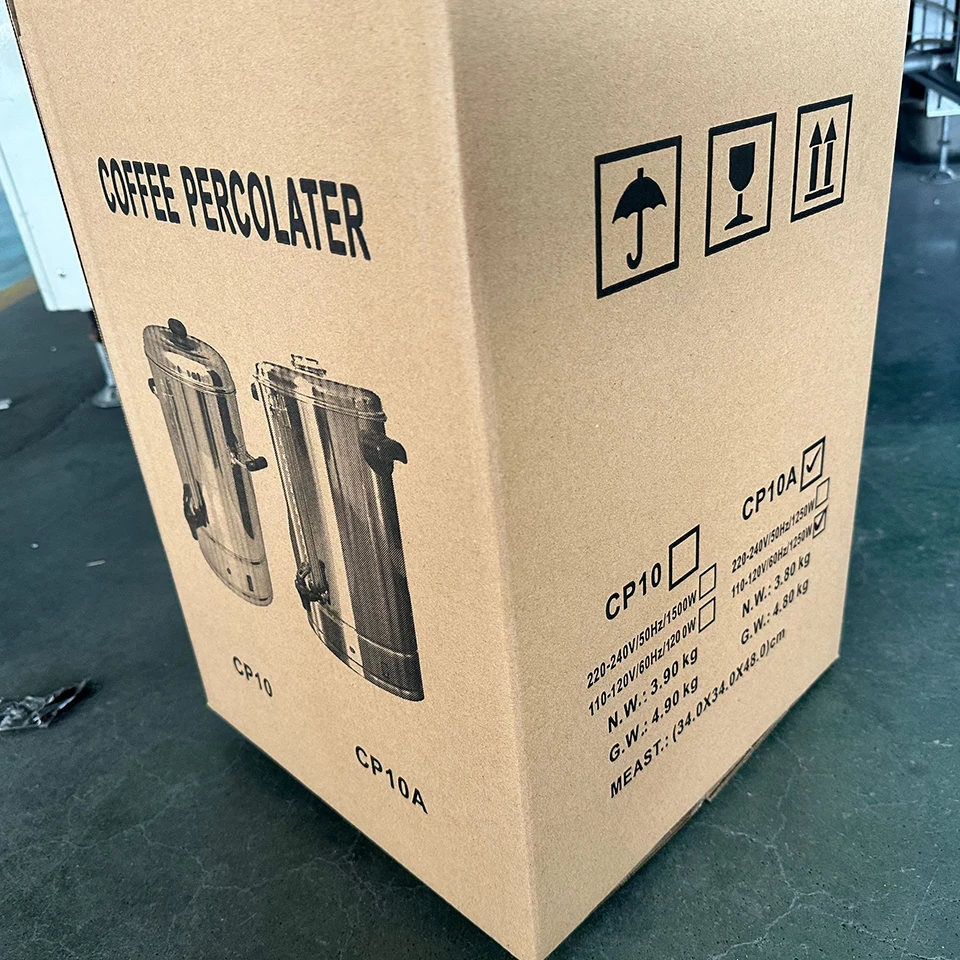 CP10A Commercial Stainless Steel Percolator Coffee Maker & 10L Hot Water Urn - Ideal for Catering Events