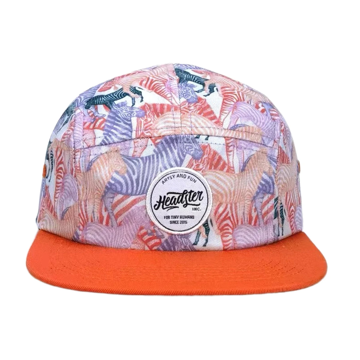 personalizable polyester twill sublimation printing pattern custom tape gorras  5 paneles golf camp hat with embroidered patch