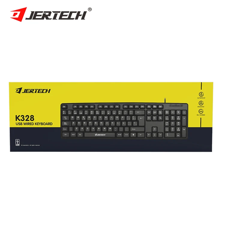 Компьютерная клавиатура Jertech K328, черная Проводная компьютерная клавиатура с поддержкой арабского языка, klavye