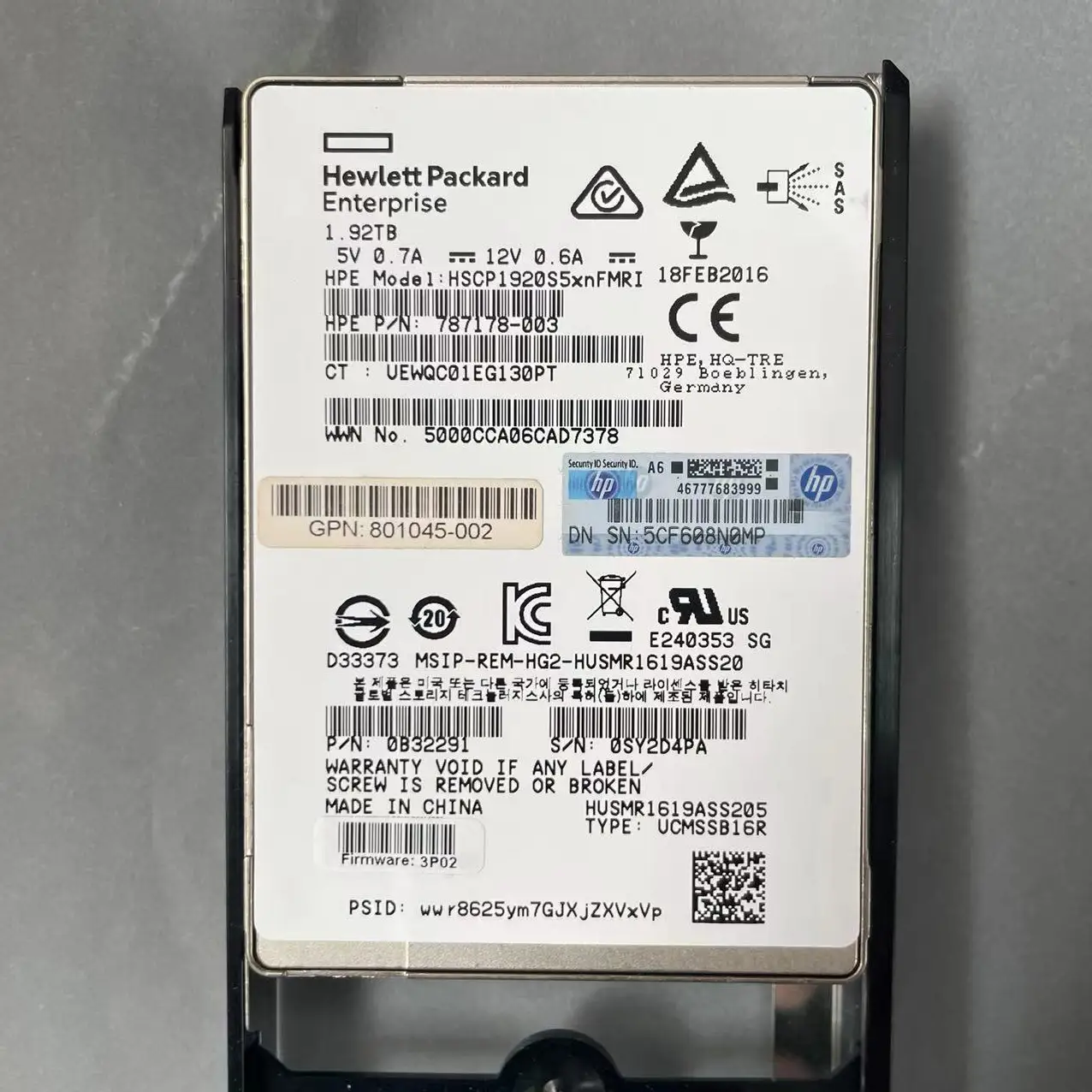 HPE hscp1920s5xnfмрт 1,92 ТБ SAS SSD 787178-003 K2P89B 810758-001