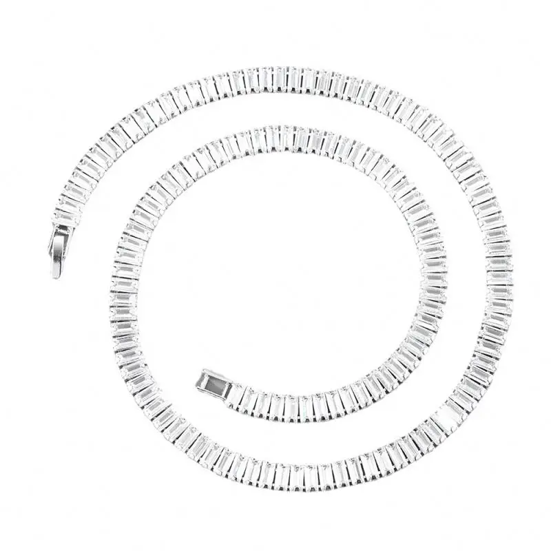 2022 Fashion Charm Punk Jewelry Iced Out Rhinestone Chain Gold Color Crystal Miami Cuban Chain Choker Necklace Women