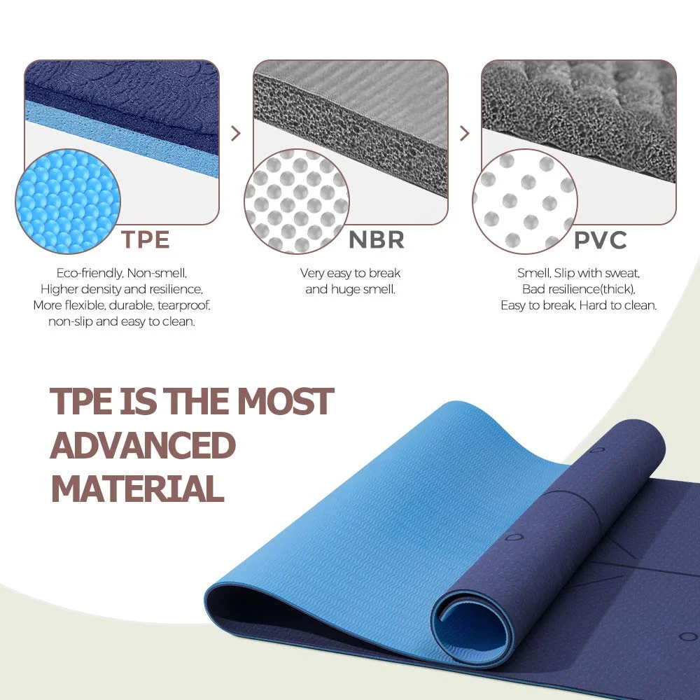 Floor Exercises Non Slip Textured Surface Eco Friendly Yoga Matt,Custom Logo TPE Yoga Mat.