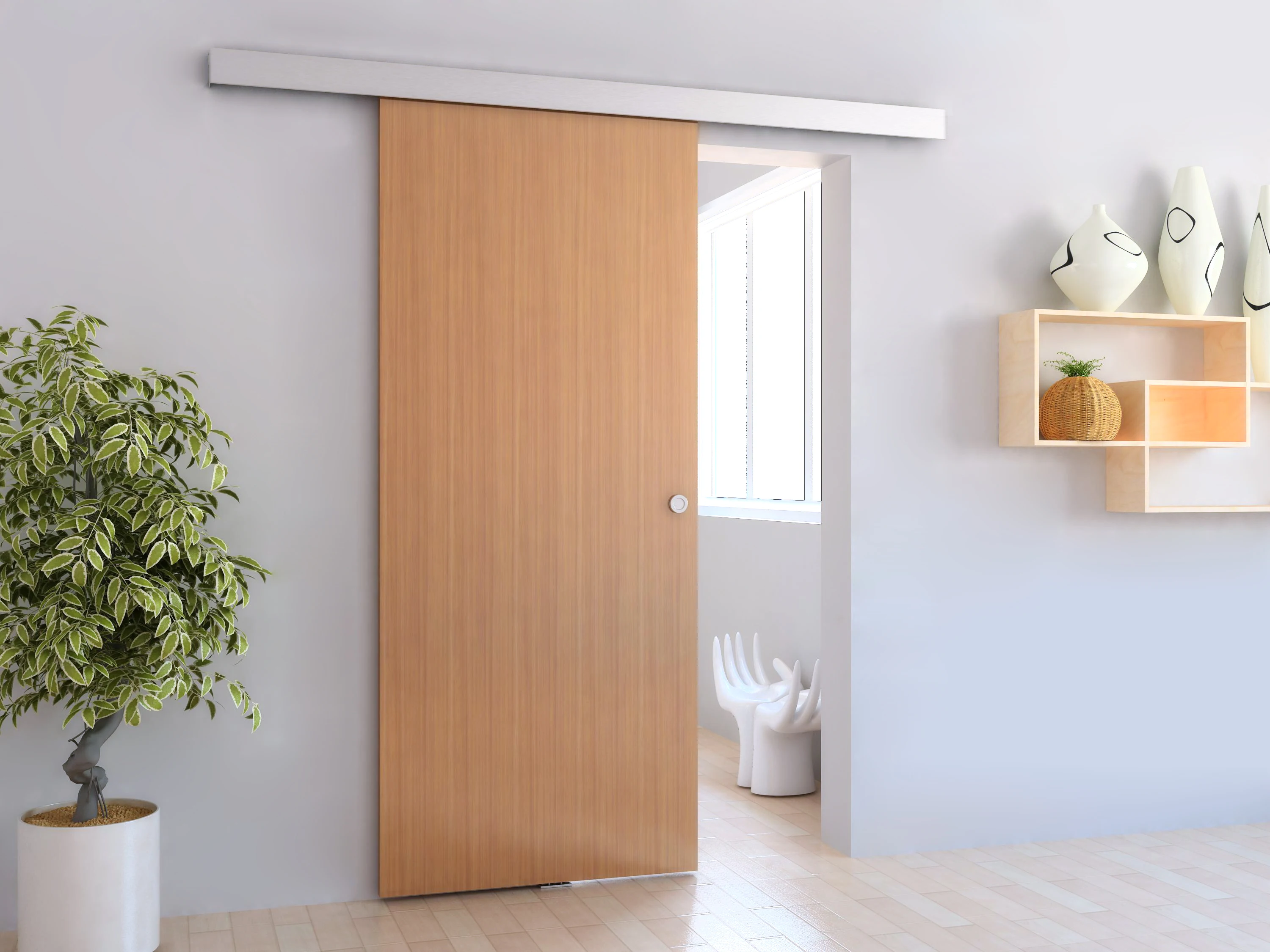 Modern industrial Interior Double Heavy Duty Wooden Sliding System Barn Door Hardware Kit Roller