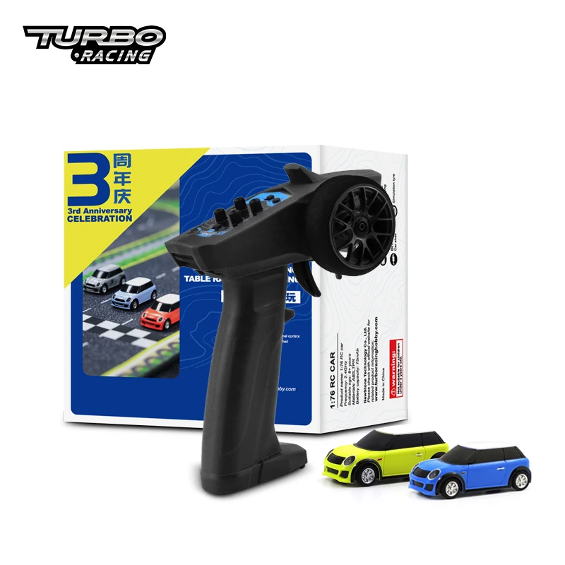 Турбо гонки 1:76 3-я Юбилейная версия с 1X пультом дистанционного управления и 2x автомобиль мини полностью пропорциональный Радиоуправляемый автомобиль RTR комплект игрушек