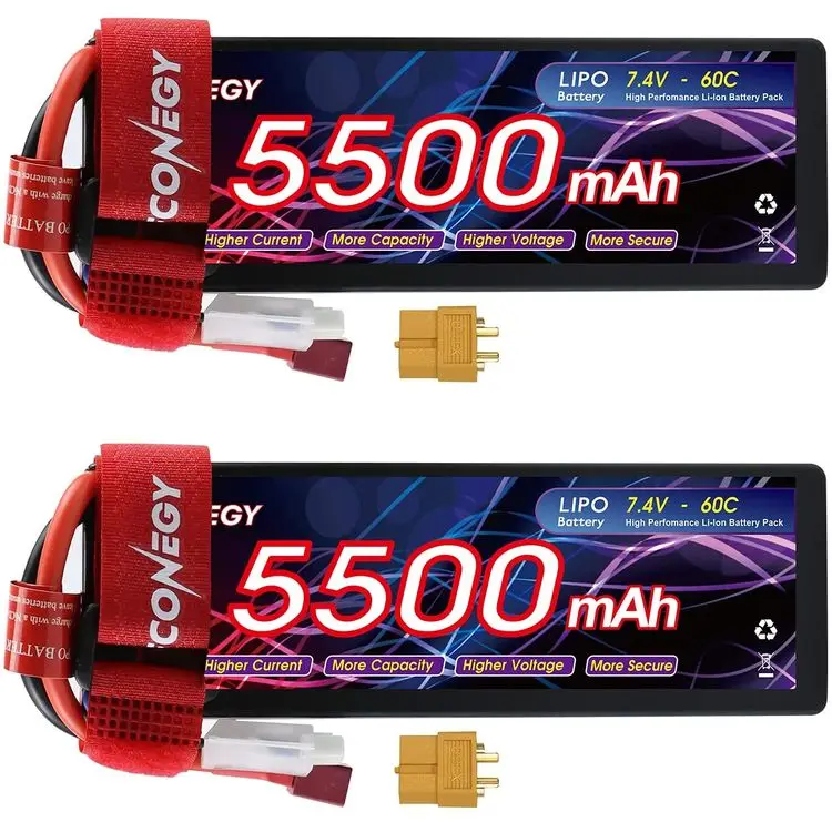 2S 7.4V 5500mAh 60C Hard Case with 4mm Deans Connector for RC models