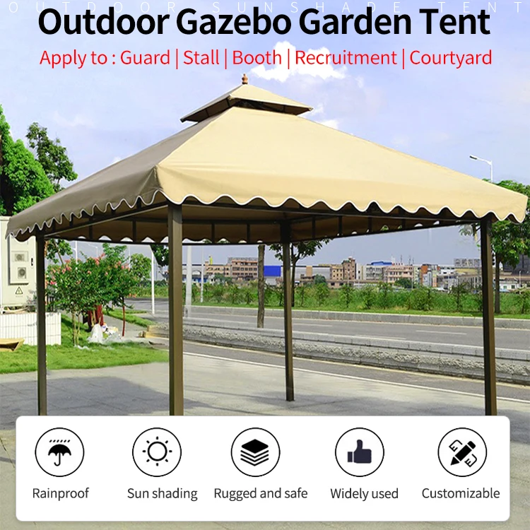 FEAMONT 10x10 Ft Outdoor Patio Garden Gazebo Tent Aluminum Iron Frame Coated Metal Polyester Sail PU Coated Canopy Pavilion
