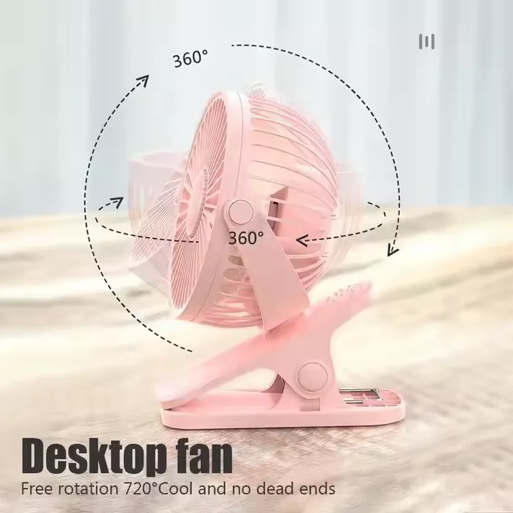 Mini 6 inch Table Fan Clip-on Type Portable Mini Desk Fan 360 Degree Rotation Adjustable Student Dormitory USB Rechargeable