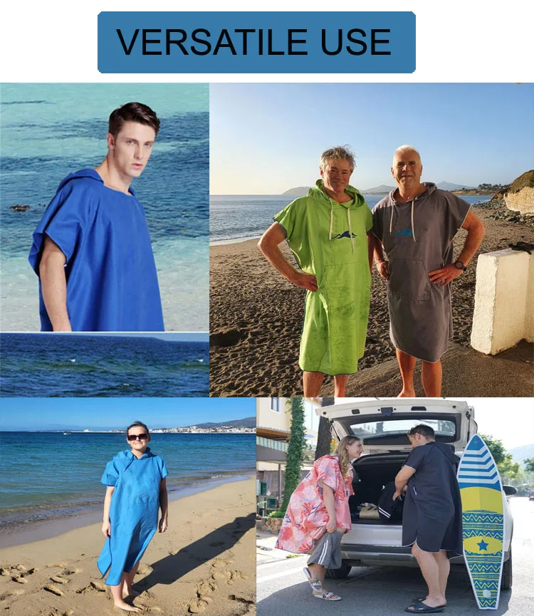 hooded poncho towel adult kitesurf changing robe cotton beach poncho towel