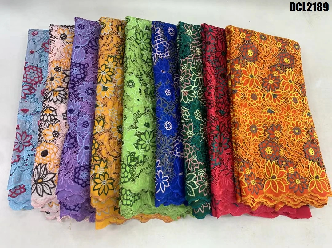 New multicolor embroidery laser guipure lace fabric French embroidery hollow lace fabric for Middle Eastern celebration dress