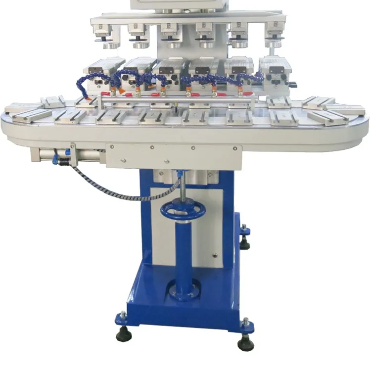 Dongguan 6 Colours Sealed Cup Plastic Bottle Cup Pad Printing Machine for CD with Conveyer