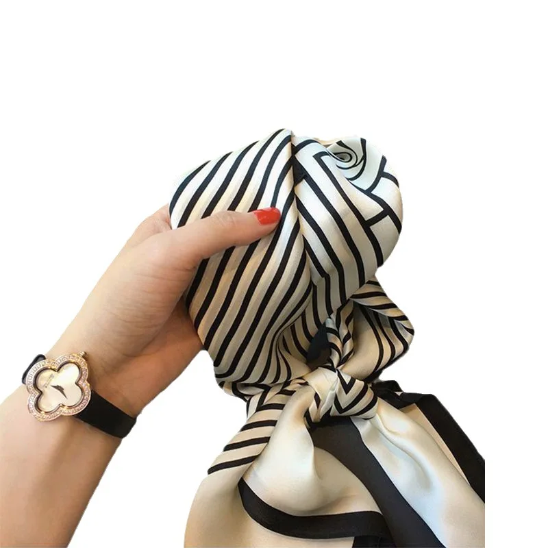 Wholesale 100% Pure Silk High Quality Women Female Hair Band Wrist Luxury Fashion Square Scarf
