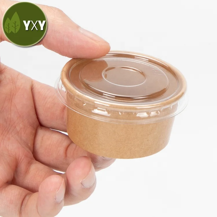 China Best 100% Eco-Friendly 1oz/2oz Kraft Paper Sauce Cup With PET LID