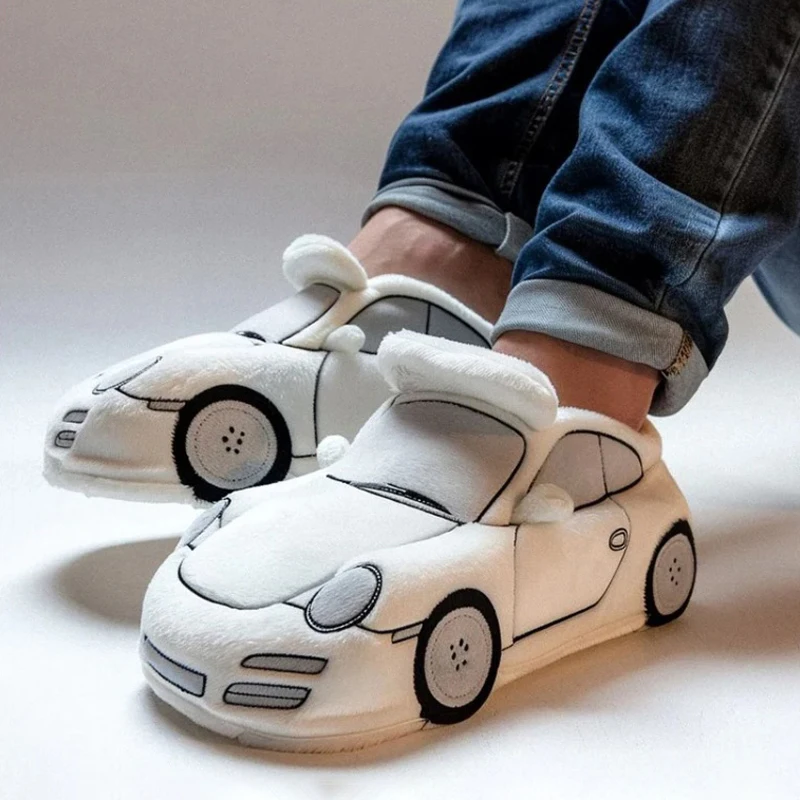 Car plush slippers Stuffed Racing car Slipper Cartoon Anime cotton slipper winter indoor Fur shoes gifts for children adult