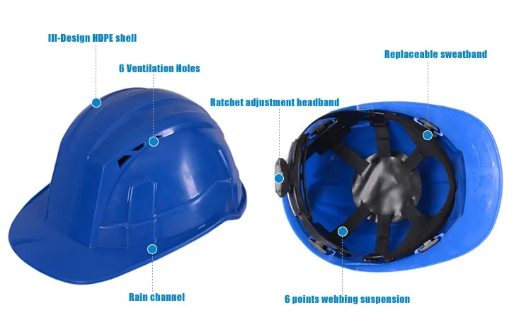 T018 HDPE CE EN397 workshop mining construction industrial  standard safety helmet with goggles