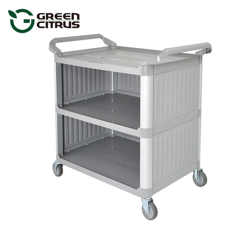 Hotel Restaurant Plate Collect Cleaning Trolley Plastic Utility Cart Wholesale