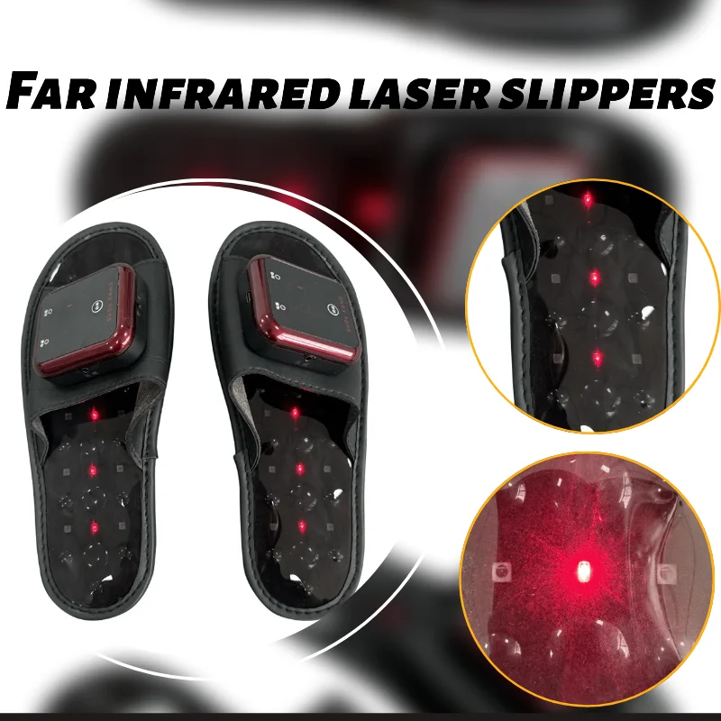 Magnetic buckle removable power, heating laser Tomalin stone massage slippers