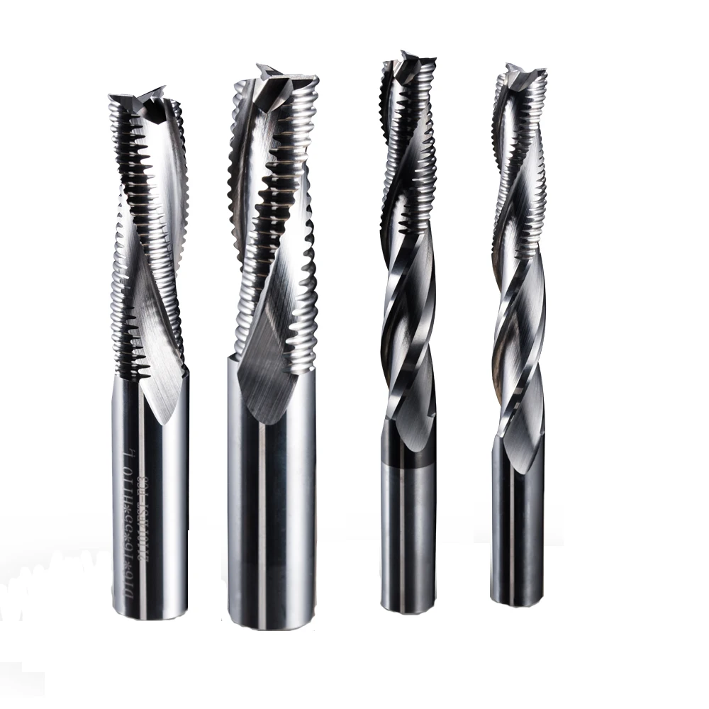 8*H40*L80 FST Tungsten Carbide Roughing Spiral End Mill Rougher Router Bits for CNC woodworking Machine And Aluminum Cutting