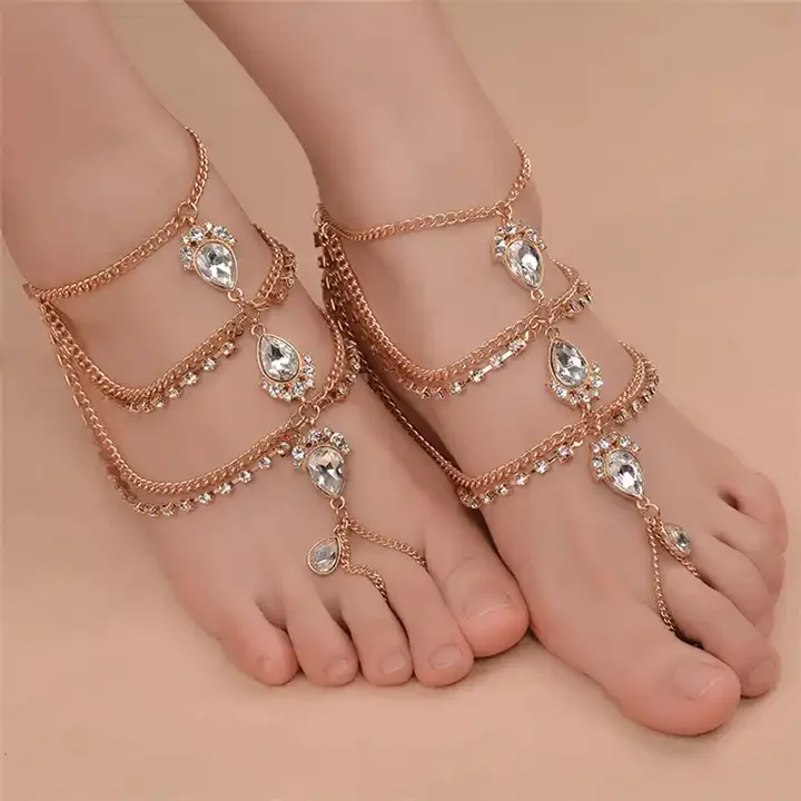 Newest Barefoot Sandals  Foot Chain Anklet With Toe Ring Fashion jewelry anklets