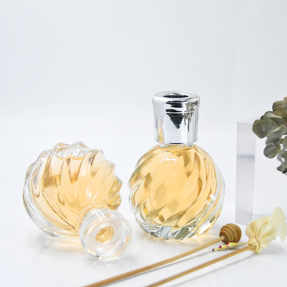 Luxury Round 100ml 250ml Empty Fragrance Aroma Diffuser Bottle With Lid And Stick For Home Decor