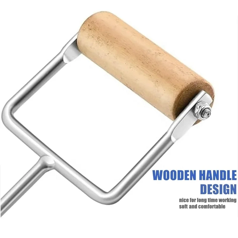 Horshi Durable Hay Hook Metal D-Shaped Hay Hook with Wooden Handle for Handling Hay Bales