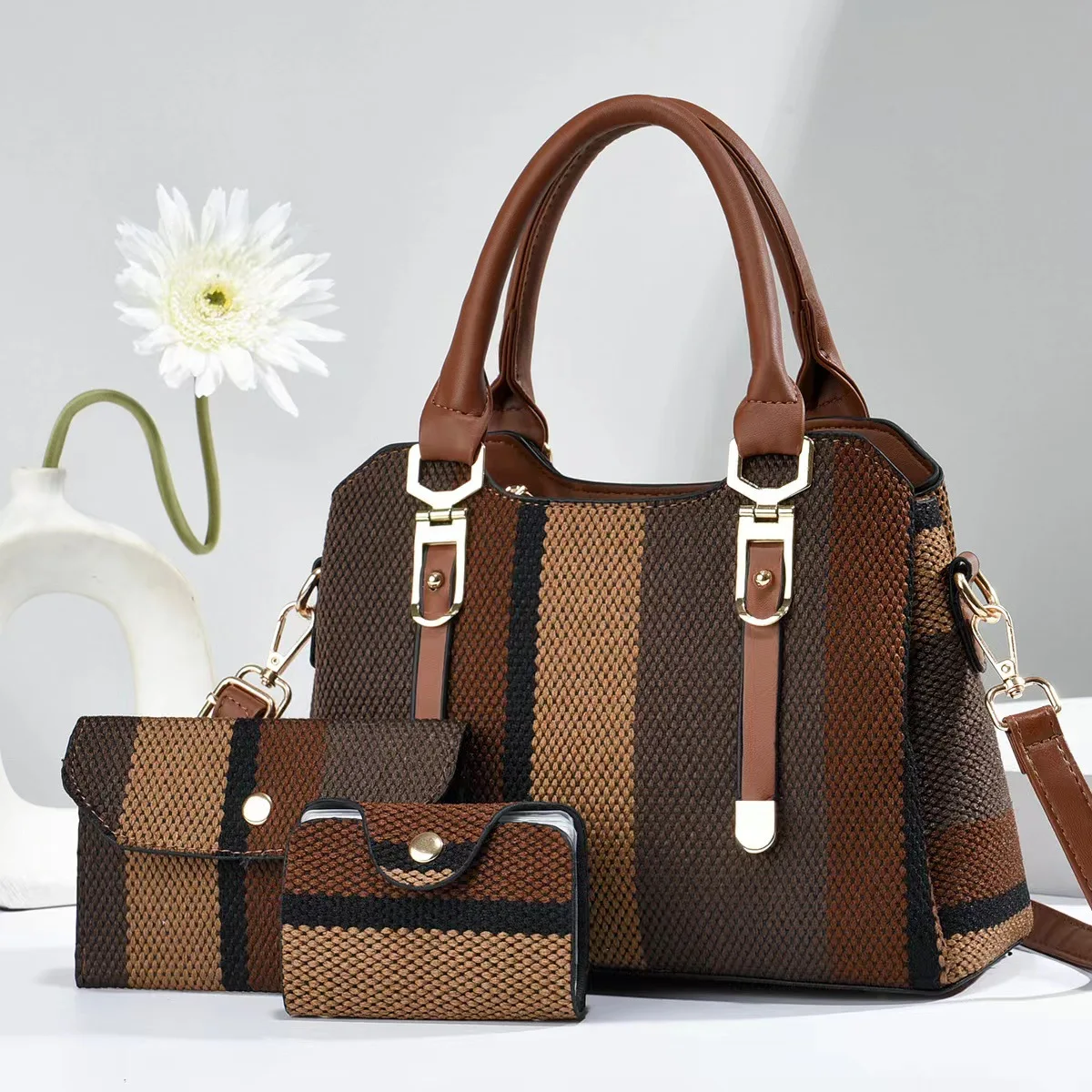 Wholesale Ladies Good Quality Handbags Female Three-piece in 1 Set Large-capacity Shoulder Tote Bag