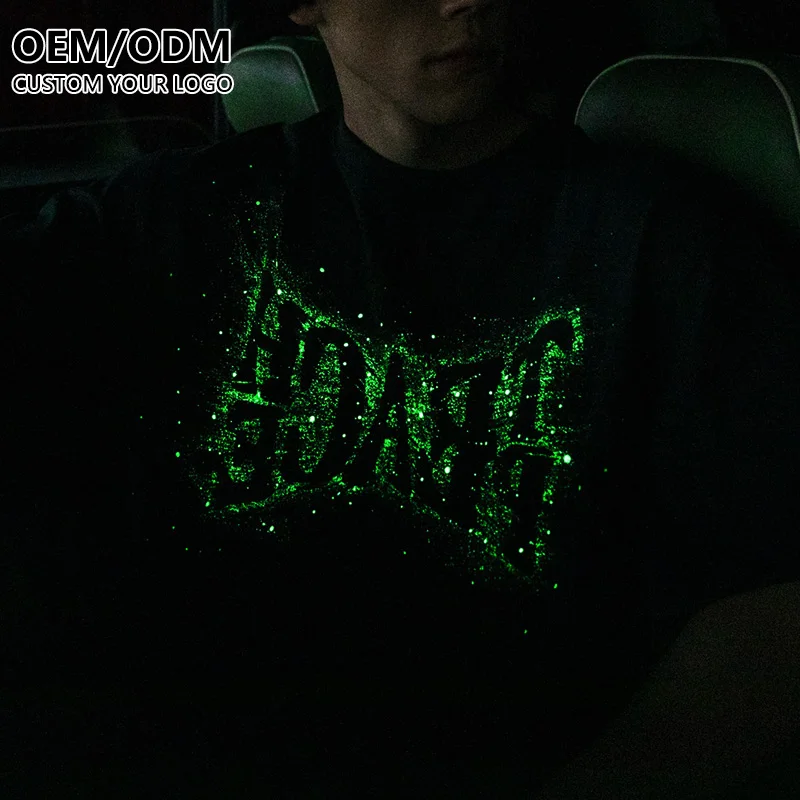 Printed  Short Sleeves LED Casual Luminous Light UP Oversized Unisex Lovers T Shirt Nights Party Holiday Gift