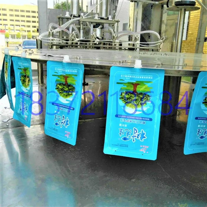 Automatic Rotary Doypack Stand Up Pouch With Spout Filling Sealing Machine for Capping Screw Pouch Packing