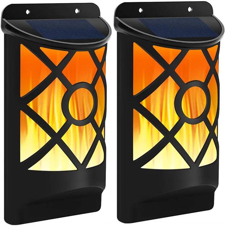 4pack/2pack 66led Dusk To Dawn Dancing Flickering Fire Flame Effect Led Outdoor Night Lights Solar Wireless Security Wall Light