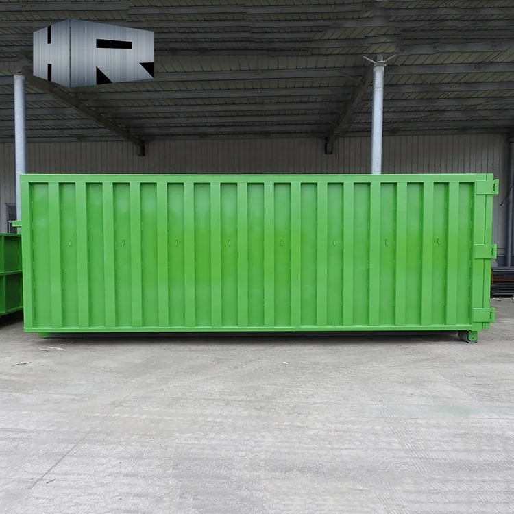 
22cbm stackable open top roll on roll off container truck part scrap metal hook lift dumpster 