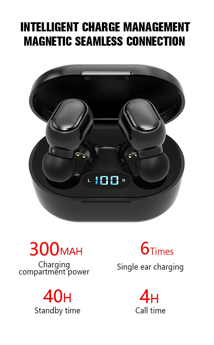 
earphone mini true tws music in-ear earbud mobile phone hands free small bt wireless case sports earphone 