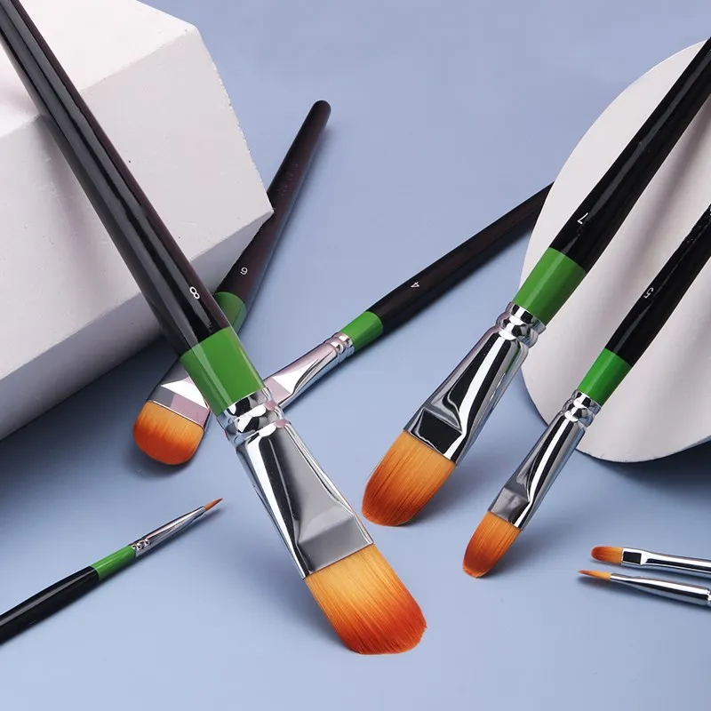 Wood Handle Nylon Painting Brushes Set for Artist Oil Acrylic Painting Drawing Water Color oil painting Body Face