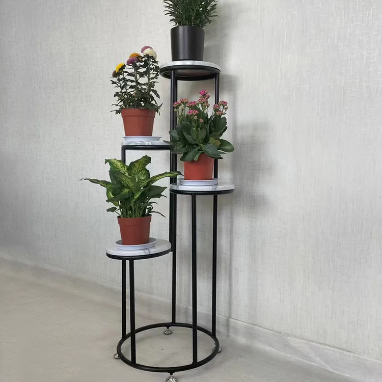 New design flower stand 4 layers standing plant pot rack metal flower pot display shelf