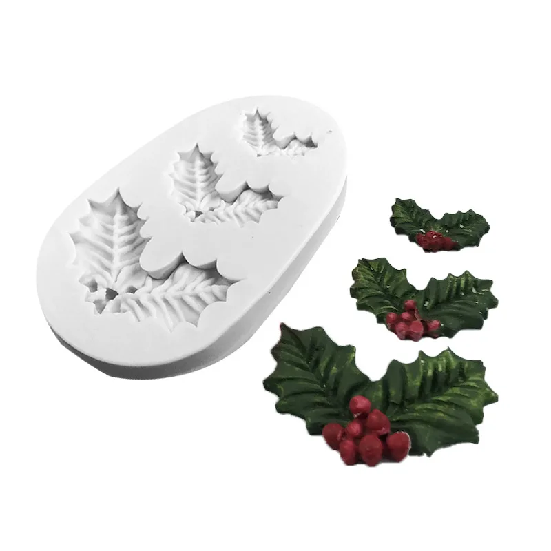 Christmas Holly Leaf Silicone Molds Resin Molds Silicone Mold for Resin Epoxy DIY Ornaments Decor