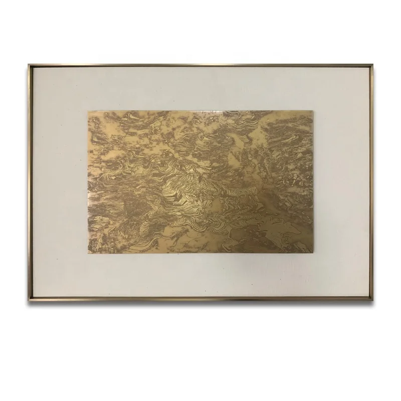 Luxury interior design home decor wall art painting linen copper plate metal photo frame