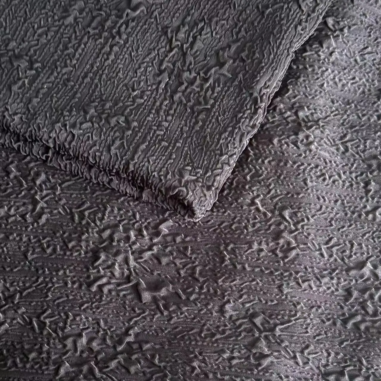 new spring chiffon pressed crumpled fabric 3 dimensional embossed elastic jacquard dress fabric material