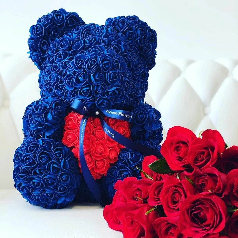 2022 Customized Romantic teddy bear valentine rose Teddy Bear Gift Birthday Present Christmas Wedding Artificial Flowers