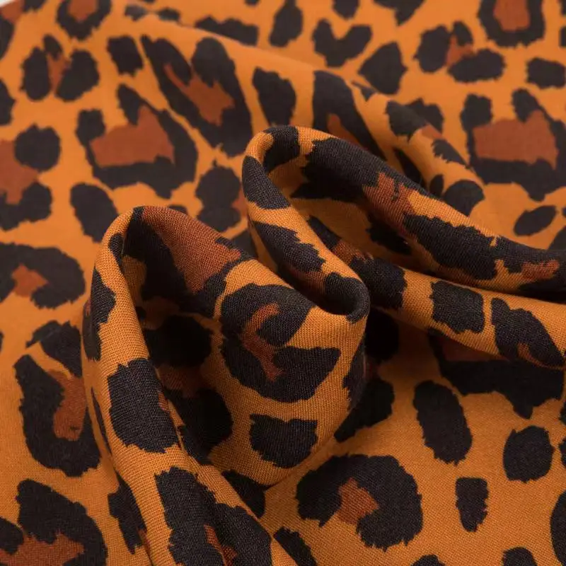 Custom bamboo rayon Reactive Leopard Printed Floral Printed Fabric for Women Pants