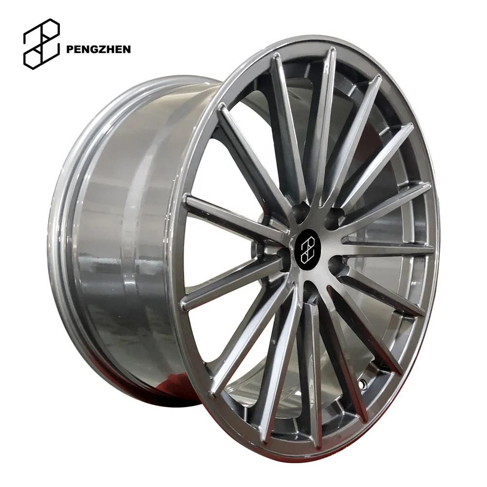 Pengzhen 19 21 21 22 inch  monoblock  gunmetal gray coated multi spoke rims passenger car rims 5x108 for  Lincoln