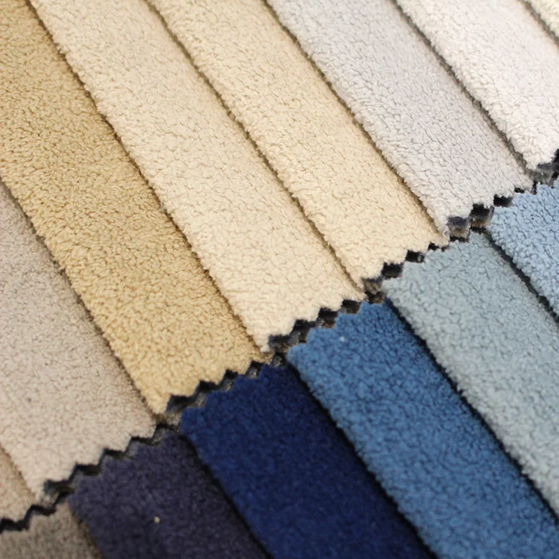 Custom Solid Color Soft Sheep Shearling Knitted Polyester Plush Fabric For Making Soft Toys