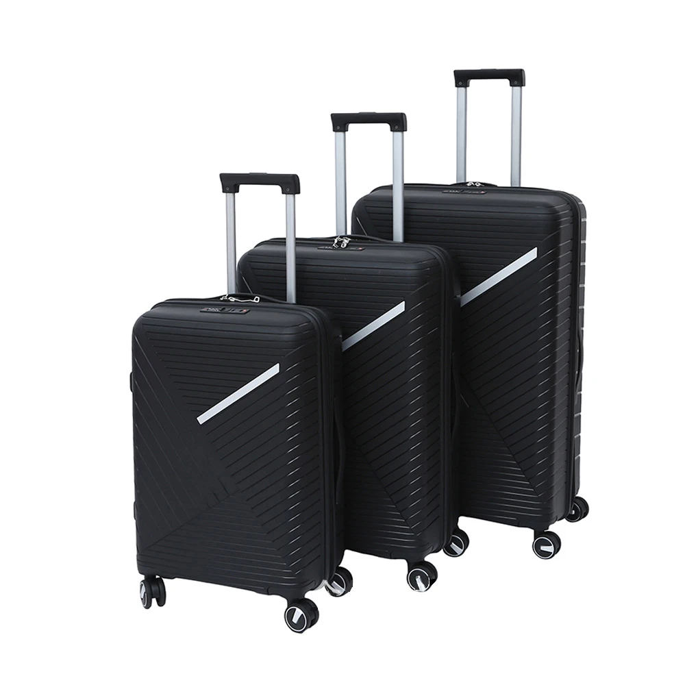 luggage set pp big capacity suitcase double wheel and smooth zipper travel pp luggage yellow suitcase sets