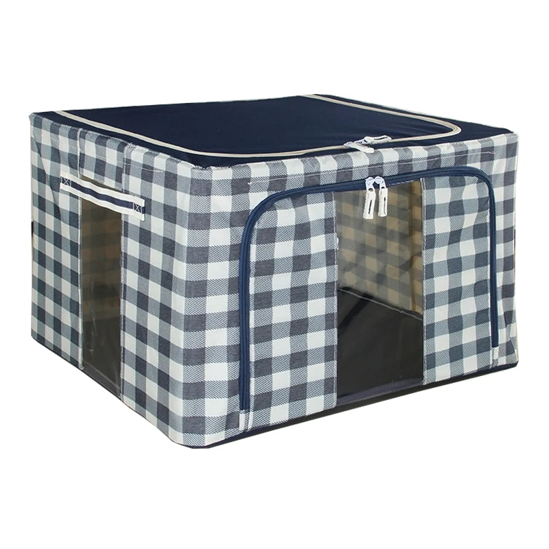 44L 55L 66Lfinishing bag flip transparent storage box Oxford cloth steel frame folding storage box