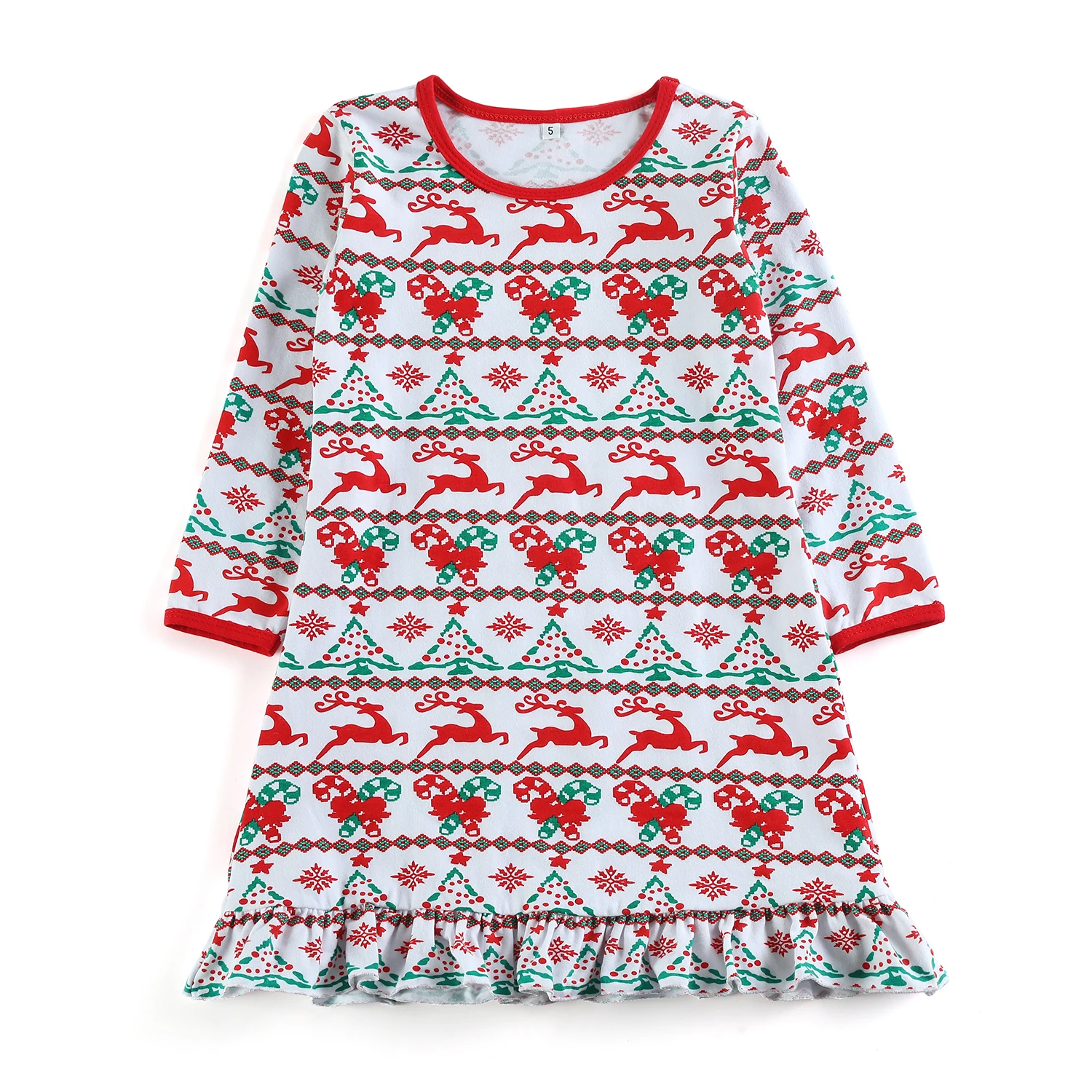 Lanye best selling boutique 95% cotton striped Christmas kids girl long sleeve nightgown