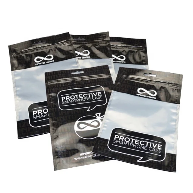 Customized printed Wholesale cheap price plastic aluminium foil packaging bags zipper phone case pouch