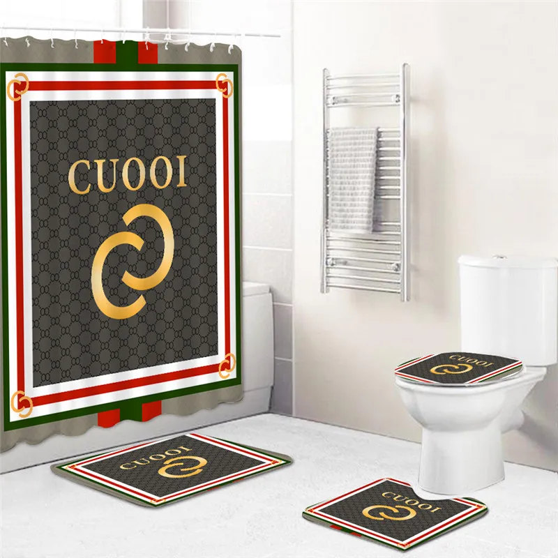 Wholesale Shower Curtain Luxury Bathroom Four Set 3D Bath Curtains Set Home Decor Waterproof